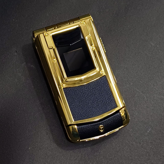 Luxury Flip Phone – Flip Mobile Keypad – Dual Sim – Gold Black – Unboxed Like New